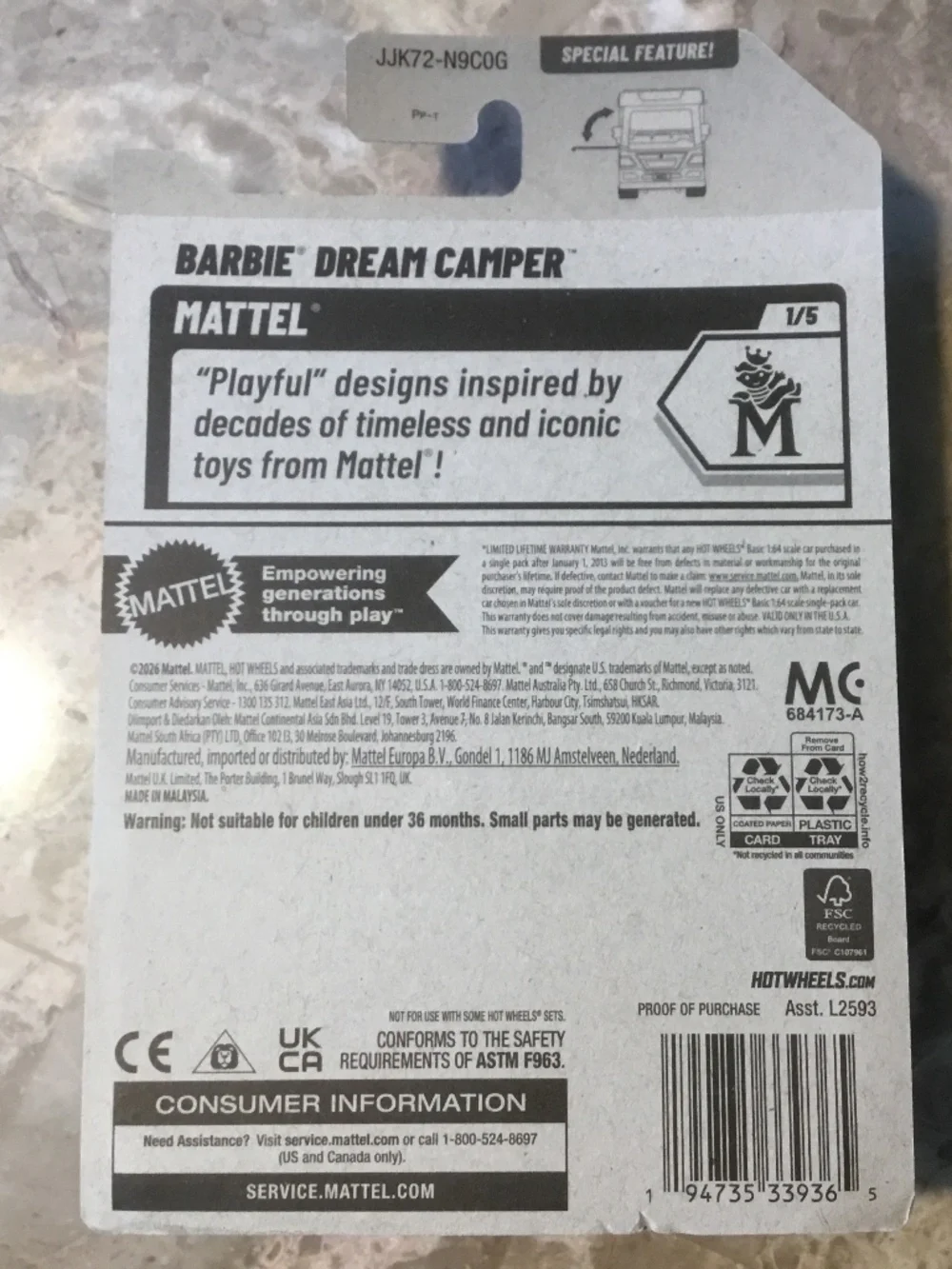 Barbie Dream Camper HotWheels (Special Feature) Purple and Pink